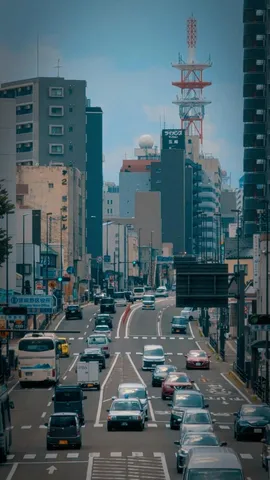 都会の活気とそびえる塔