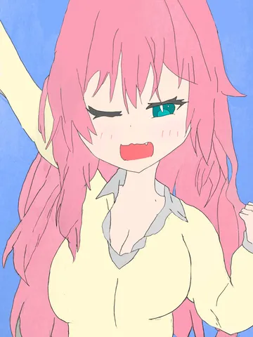 ピンク髪お姉さんのあくび？