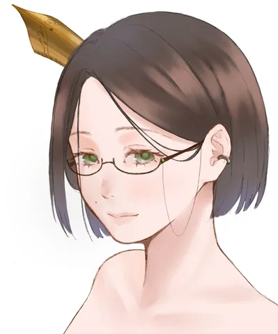 ペン先が覗く、静かな眼差し
