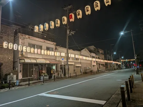 提灯が灯る夜の通り