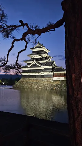 闇夜に浮かぶ黒い城、水面に映る逆さ城