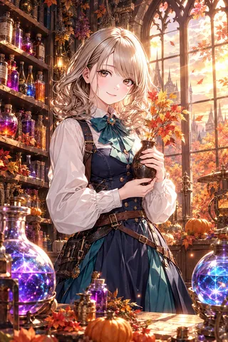 秋の窓辺で光る魔法瓶