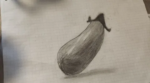 鉛筆で描かれた、午後の食卓