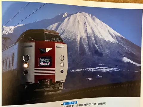 雪化粧の山と特急列車