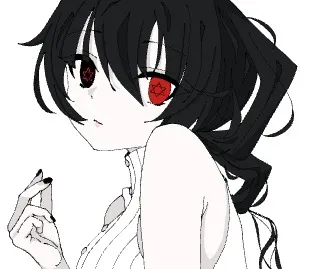 黒髪と赤い瞳の静かな風景