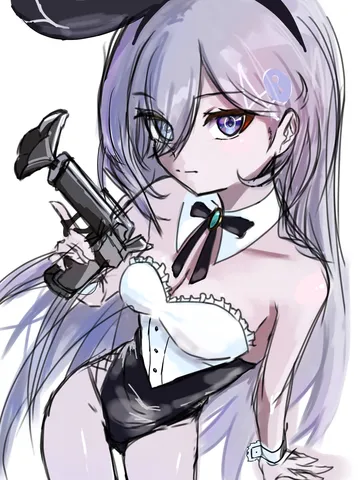 銃を持つバニーガール、その眼差し