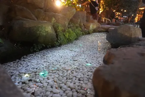 光る小石の幻想的な小道