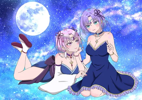 星空にきらめく、月夜の幻想的な出会い