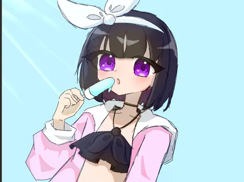 紫色の瞳とアイスキャンディー