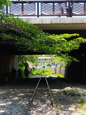 線路の先、光と緑の誘い