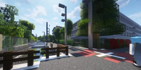 マイクラ学園都市の風光明媚な水辺
