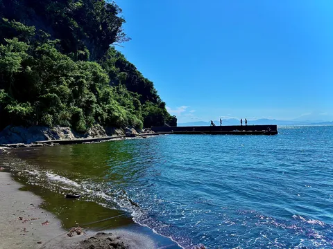 夏の日の海辺、小さな冒険者たち