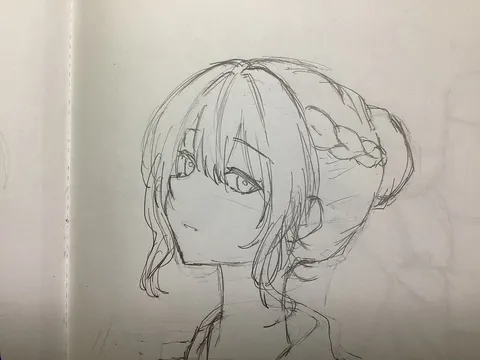 鉛筆の線が描く、儚げな少女の肖像