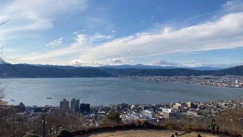 湖畔と街の境界線