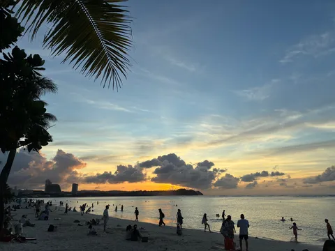 夕焼けに染まる南国の浜辺
