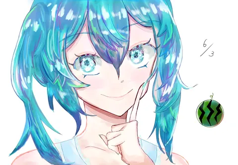 青髪の瞳がきらめく