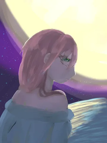 夜空を見上げる横顔
