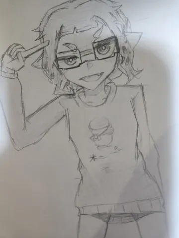 物思いにふけるメガネっ娘