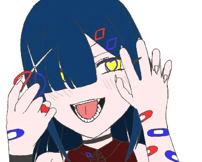 青髪とハートの光の印象