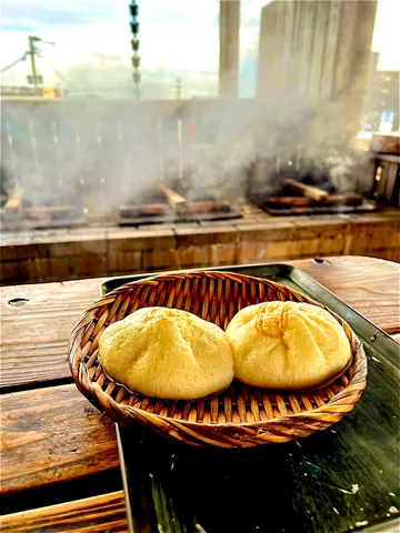 湯気とともに立ち上る、熱々の蒸しパン