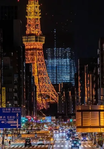 煌めく東京タワーと都市の脈動