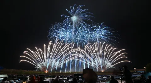 夜空を彩る光のシャワー