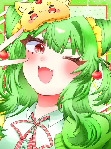 はじける笑顔！緑色の元気な一枚