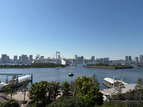 橋と空と都会のコントラスト