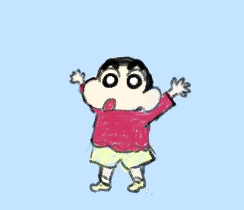 クレヨンで描いた、元気いっぱいな春日部防衛隊