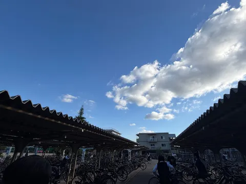 夏空と自転車の風景