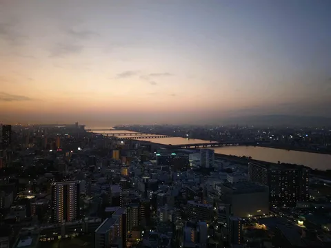 橋たちの集合写真、夕焼けバックに