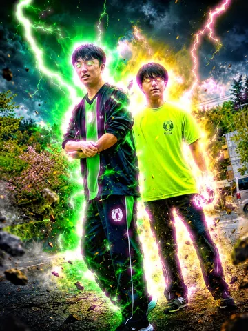 雷光に染まる二人