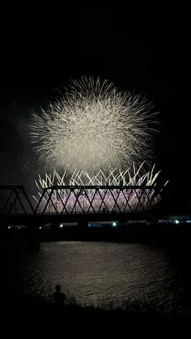 夜空と橋を彩る光の競演