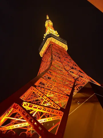 夜空を染める赤い鉄塔