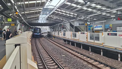 駅の風景に整う朝の列車