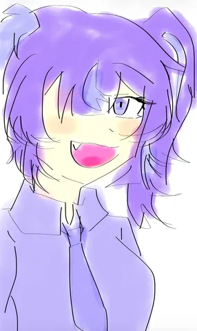 パープルヘアの笑顔