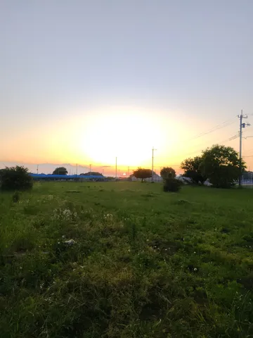 広がる草原と夕暮れ