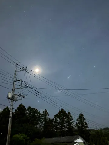 星降る夜の電線と月