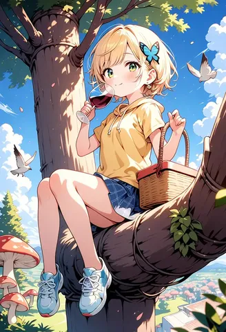 木の上でピクニック、優雅なひととき