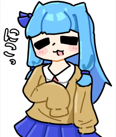 青髪キャラのゆるっとした表情