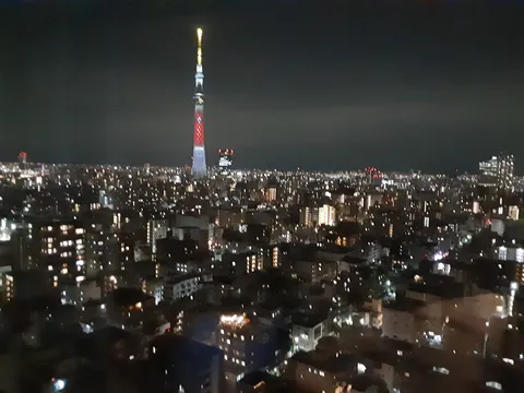 夜景とタワーの輝き