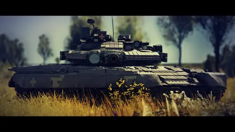 黄金の草に佇む戦車