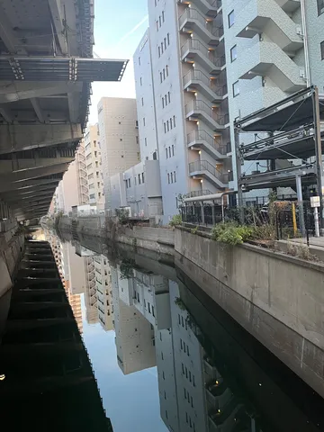 高層街に映る水辺の静けさ