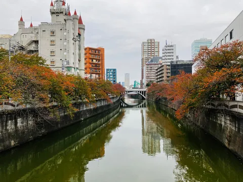 秋の運河に、お城が出現！
