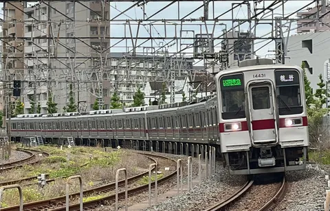 都会の風景を駆け抜ける鉄路