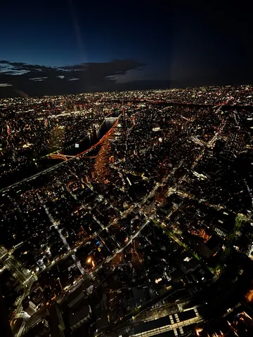 夜景の海を渡る光の道