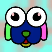 カラフルわんこ、見つめてる