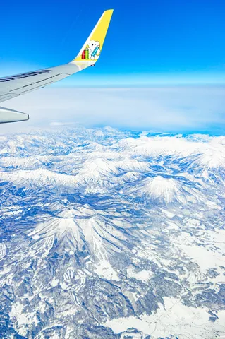 雪山の上を飛ぶ翼