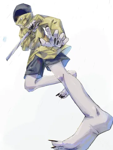 雨の中の異形