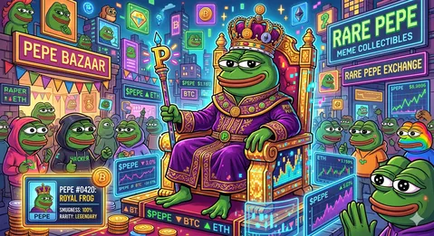 ペペ王君臨！ネオン輝く仮想通貨街